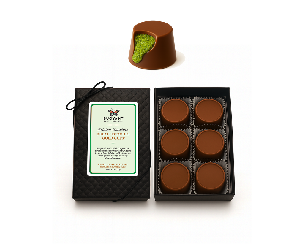 Dubai Pistachio Gold Cups - Belgian Milk Chocolate