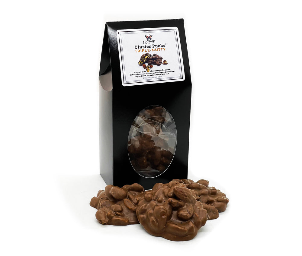 Triple-Nutty Cluster Pucks - Milk Chocolate (Non-Infused)
